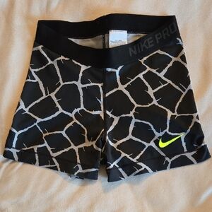 Nike Women's Black and Gray Patterned Athletic Shorts